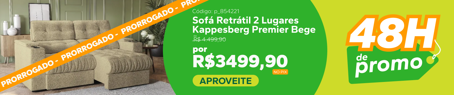 48H de promo — Sofá Retrátil Kappesberg Bege (Prorrogado)